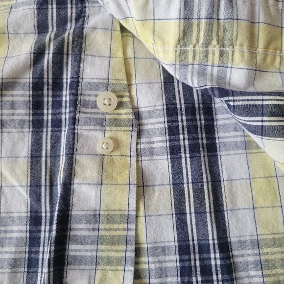 US Polo Assn. Men’s XL Plaid Short-Sleeve Shirt, 100% Cotton, Blue/White/Yellow - Picture 7 of 8